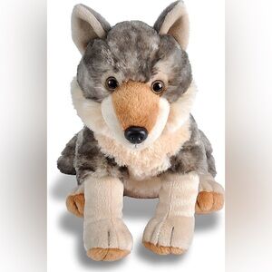 Wild Republic Realistic Wolf Plush Stuffed Animal Shiny Soft Beige Gray